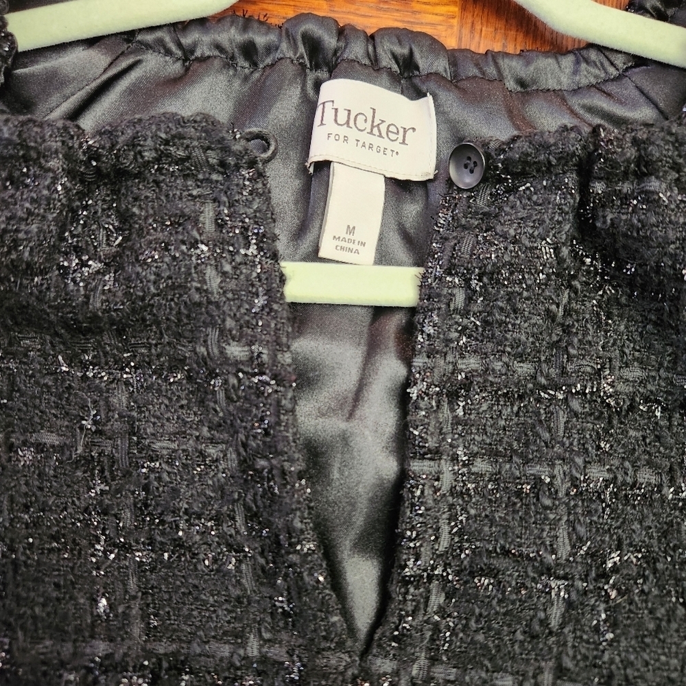 TUCKER for Target black short sleeve midi dress sparkle elastic waist size M - Picture 8 of 13